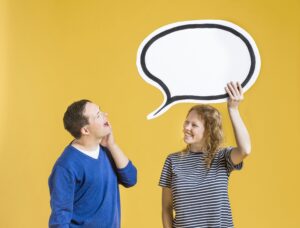 Two people practicing their Dutch pronunciation skills.