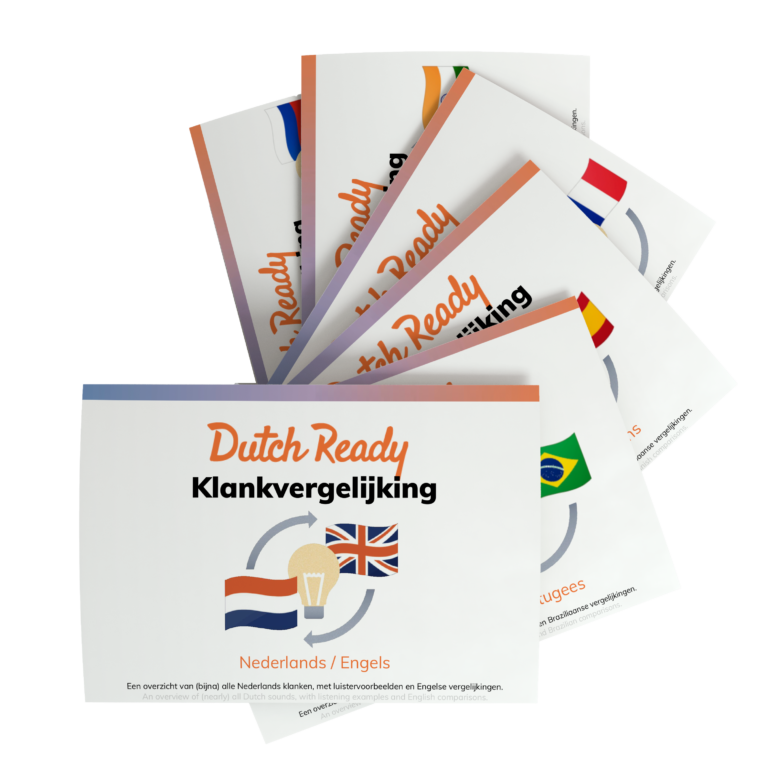 With Dutch Ready's Sound Comparison Cards, you can compare the sounds of your native language with Dutch.